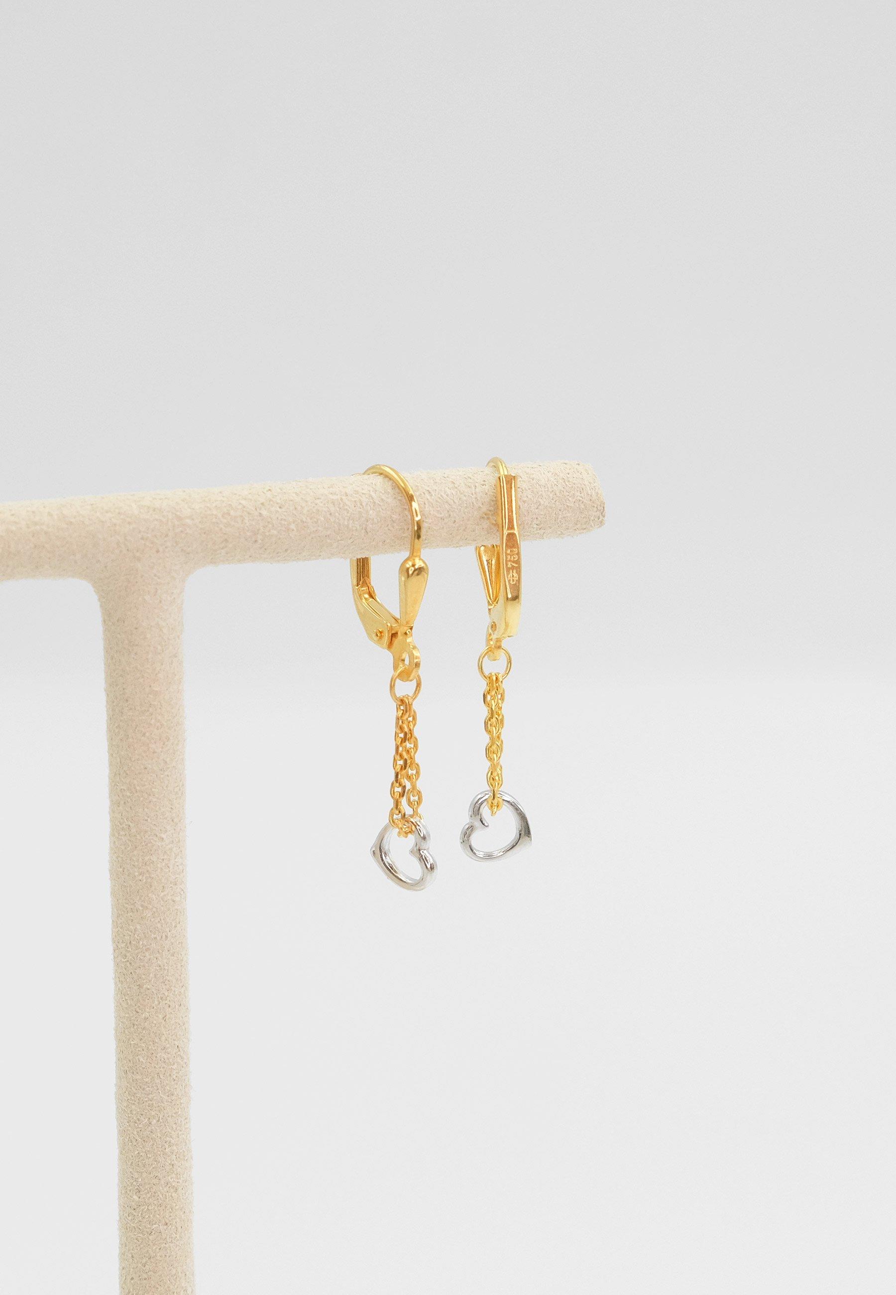 MUAU Schmuck  Clous d'oreilles bicolores or jaune/blanc 750, 27x5mm 