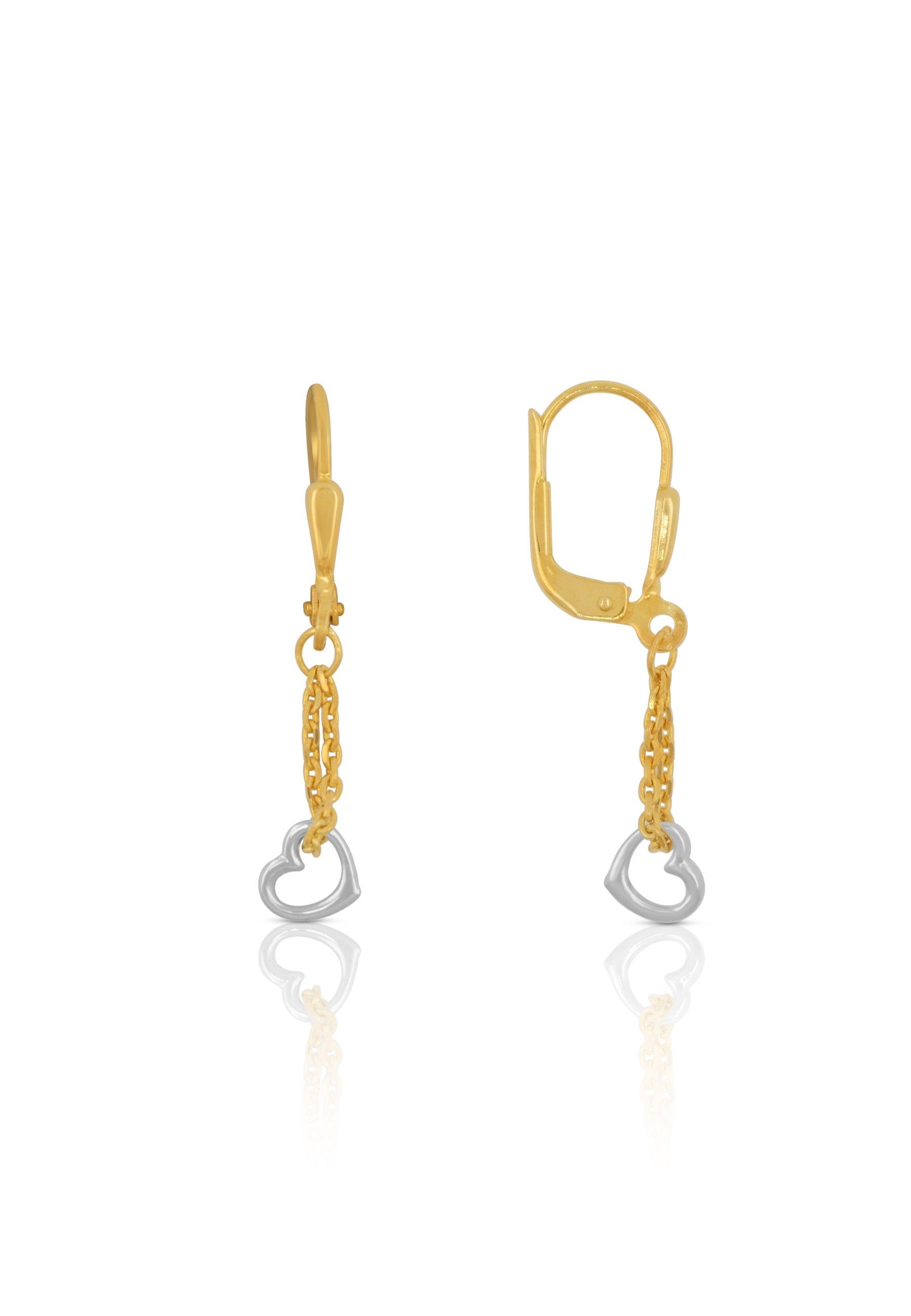 MUAU Schmuck  Clous d'oreilles bicolores or jaune/blanc 750, 27x5mm 