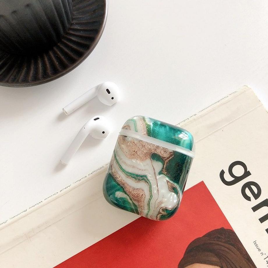 eStore  Étui de protection pour AirPods - Marbre vert 