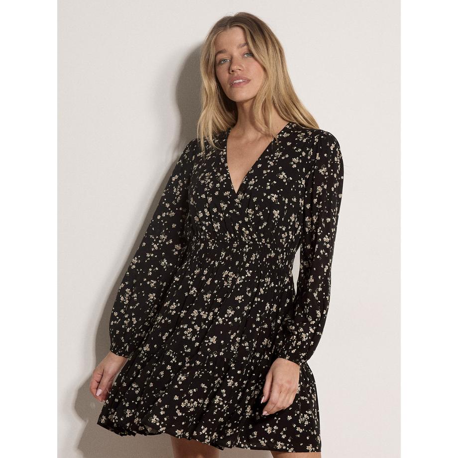 Mini-robe portefeuille à fleurs