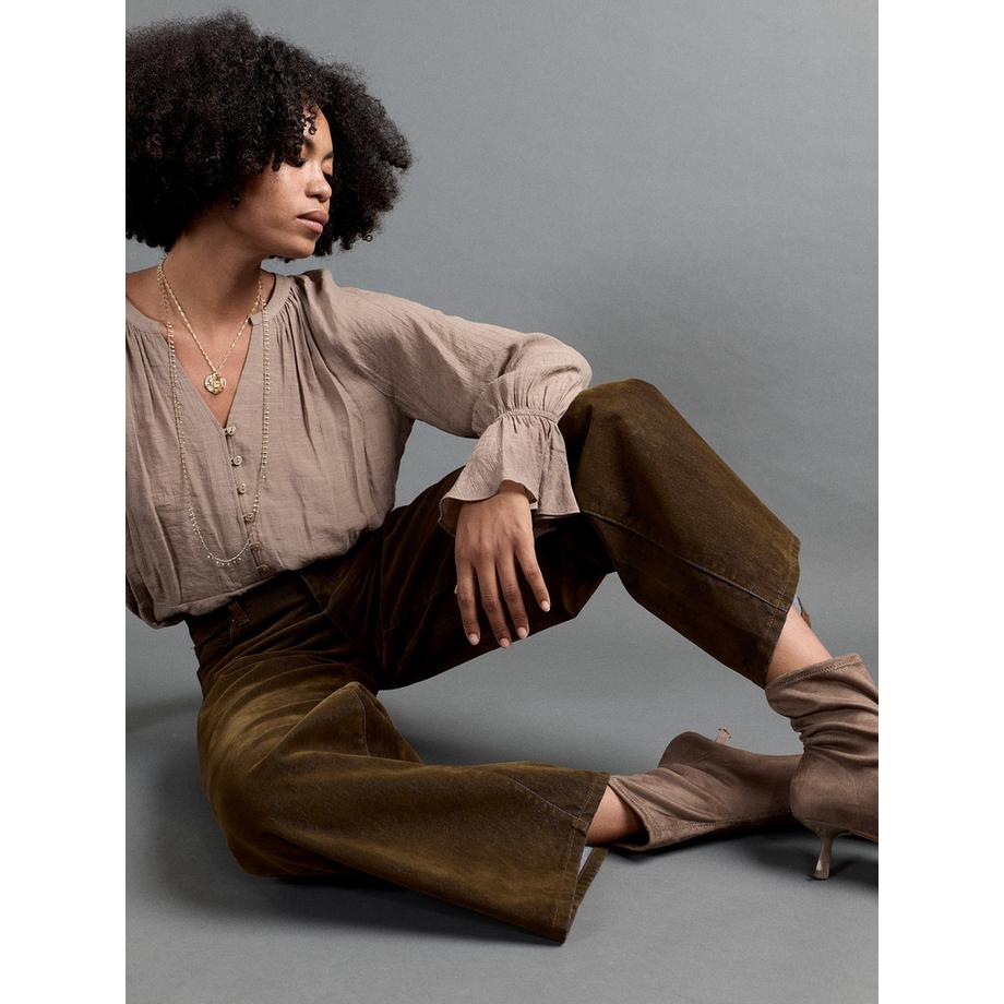 Jean large en denim velours Flora