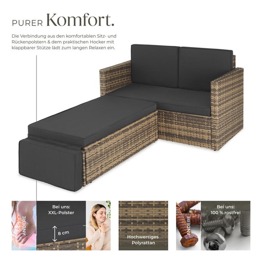 Tectake Canapé de jardin lounge en rotin CORFOU 2 places  