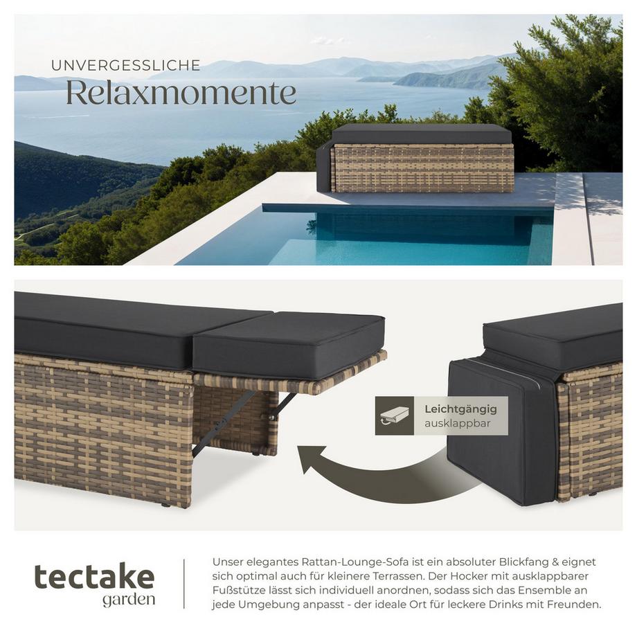 Tectake Canapé de jardin lounge en rotin CORFOU 2 places  