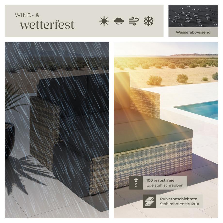 Tectake Rattan Lounge Korfu 2-Sitzer widerstandsfähig  