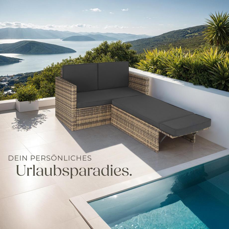 Tectake Rattan Lounge Korfu 2-Sitzer widerstandsfähig  