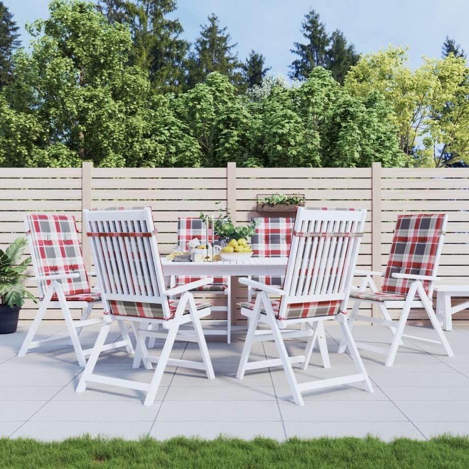 VidaXL Gartenstuhlauflagen 6 Stk. Karomuster 120x50x3 cm  