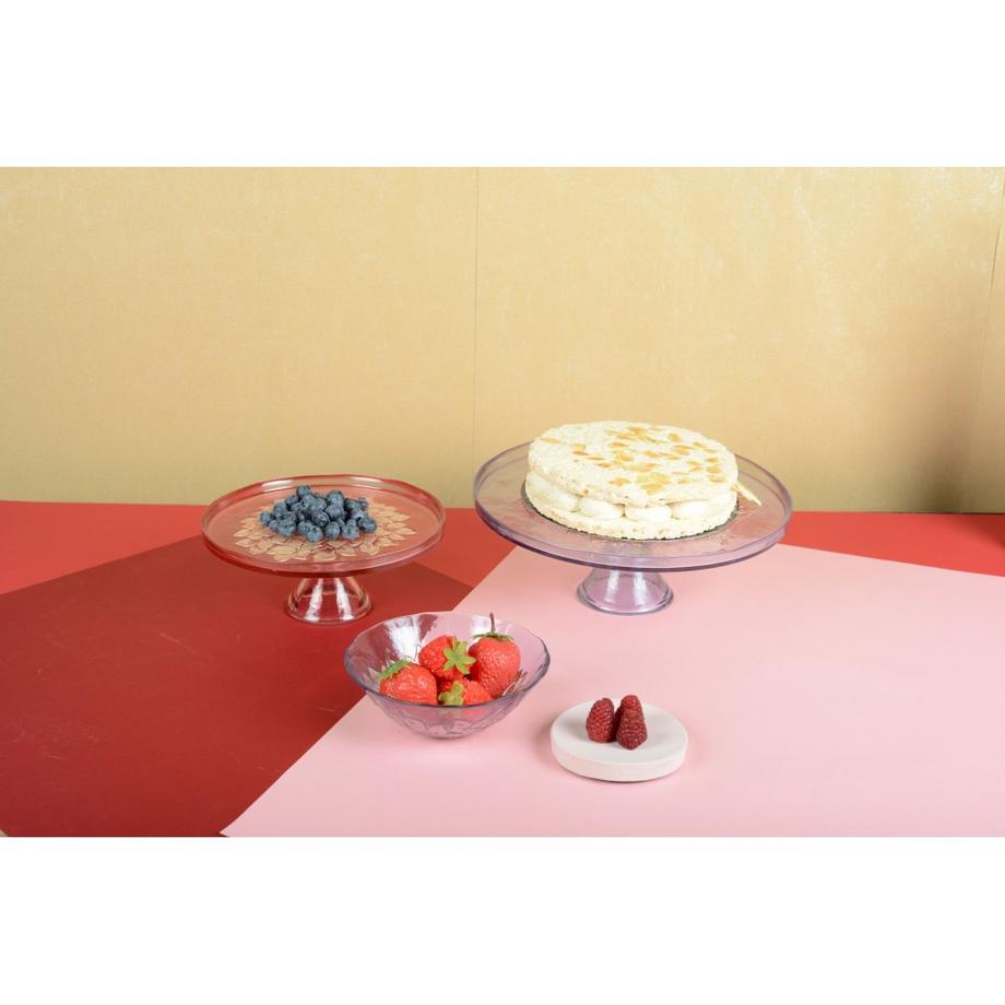 Aulica  VIOLETTE BLUMEN-KUCHENPLATTE AUF STAND 28CM 