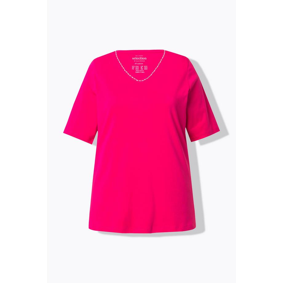 Ulla Popken T-Shirt Linea A Scollo a V Mezza Manica  