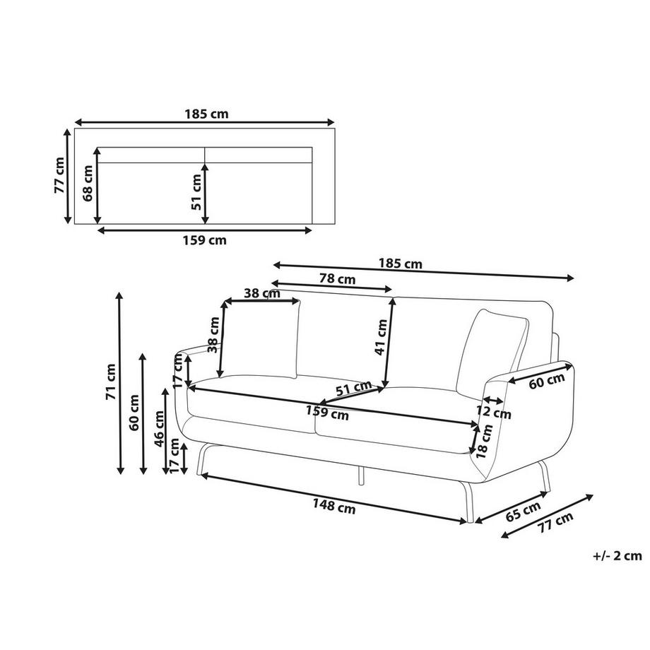 Beliani Canapé 3 places en Tissu Traditionnel VESALA  