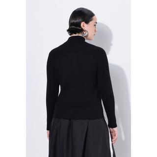 Ulla Popken Pull camionneur en maille côtelée coupe Slim Fit avec col zippé  