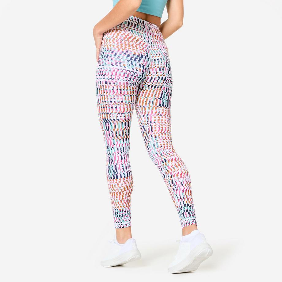 DOMYOS  Leggings donna vita alta fitness stampato poliestere 