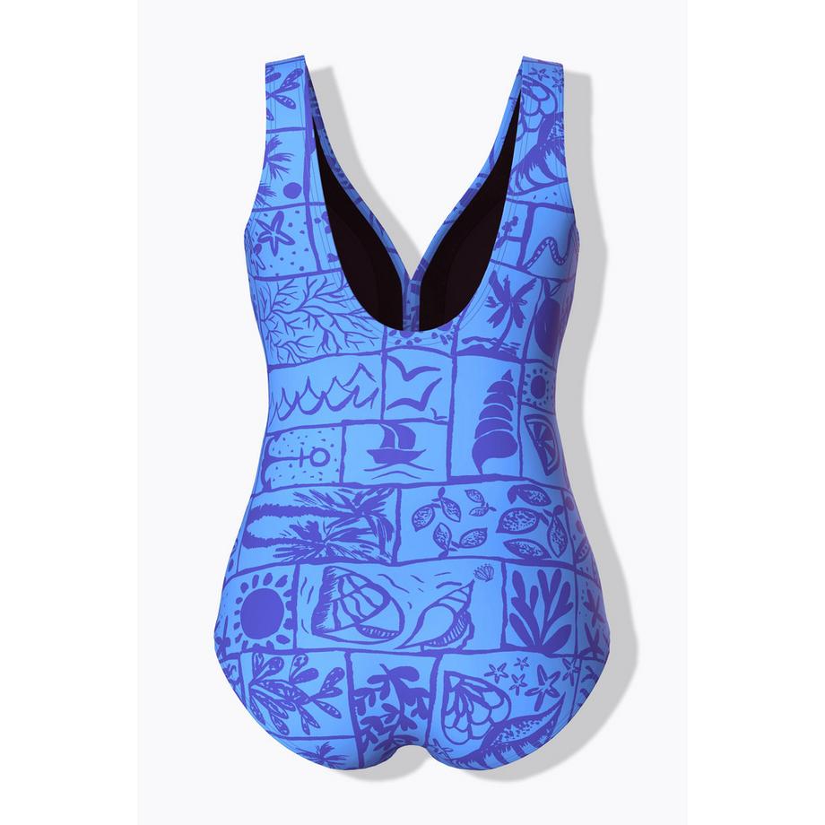 Ulla Popken Costume intero conchiglie scollo a V coppe morbide  