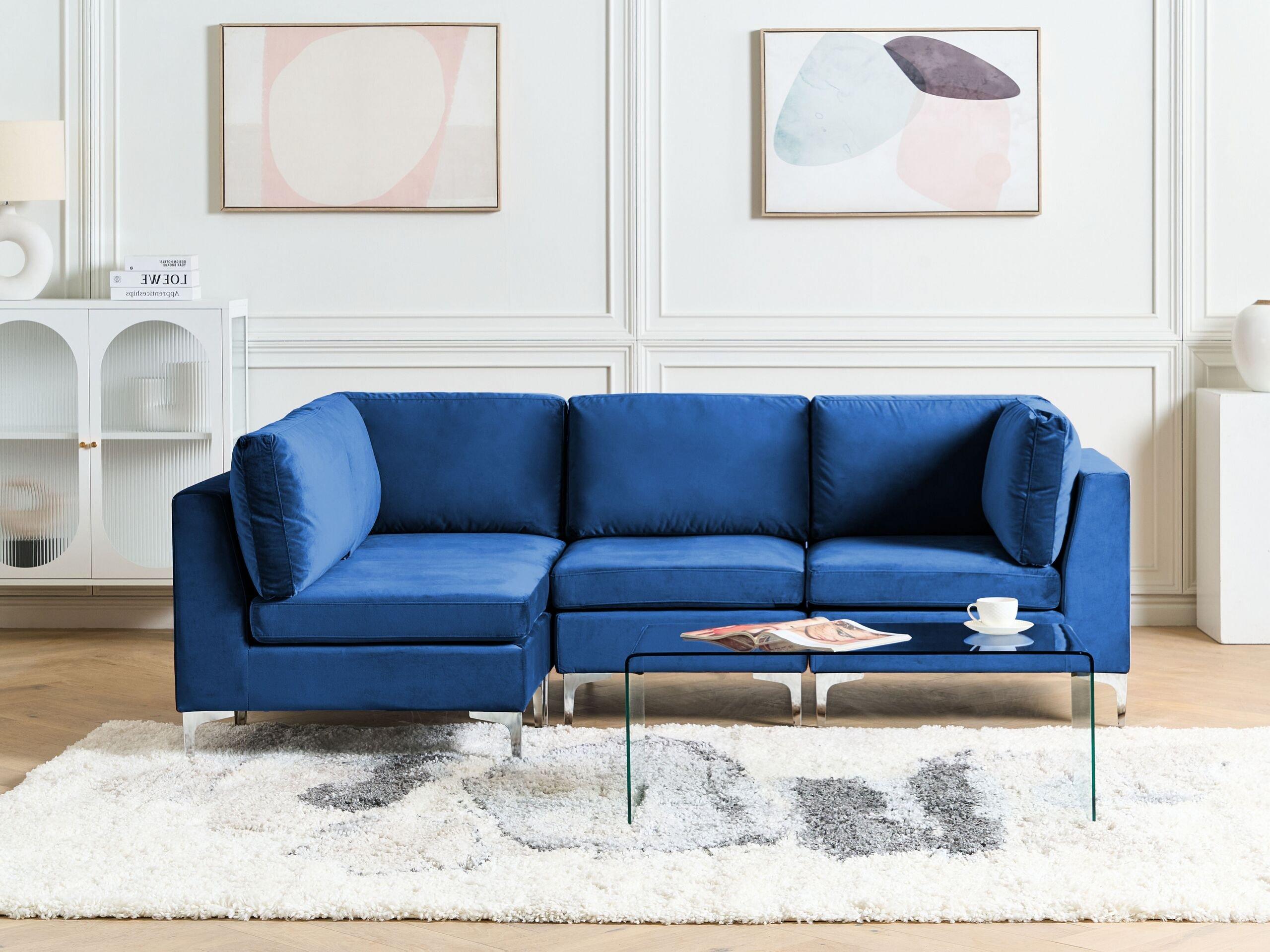 Beliani Ecksofa aus Samtstoff Modern EVJA  