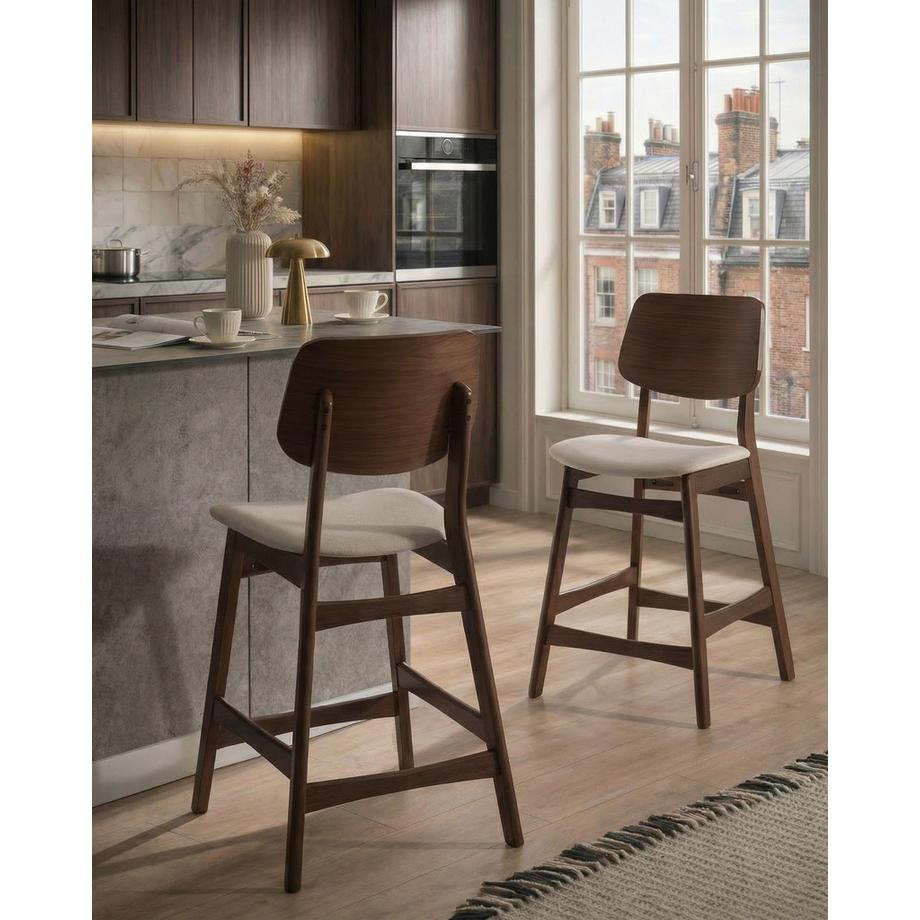 Beliani Lot de 2 chaises de bar en Bois d'hévéa  MAYER  