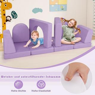 Northix Kindersofa 8-teilig Spielsofa aus Schaumstoff Bausteine mit bequemem Wildlederstoff Lila  