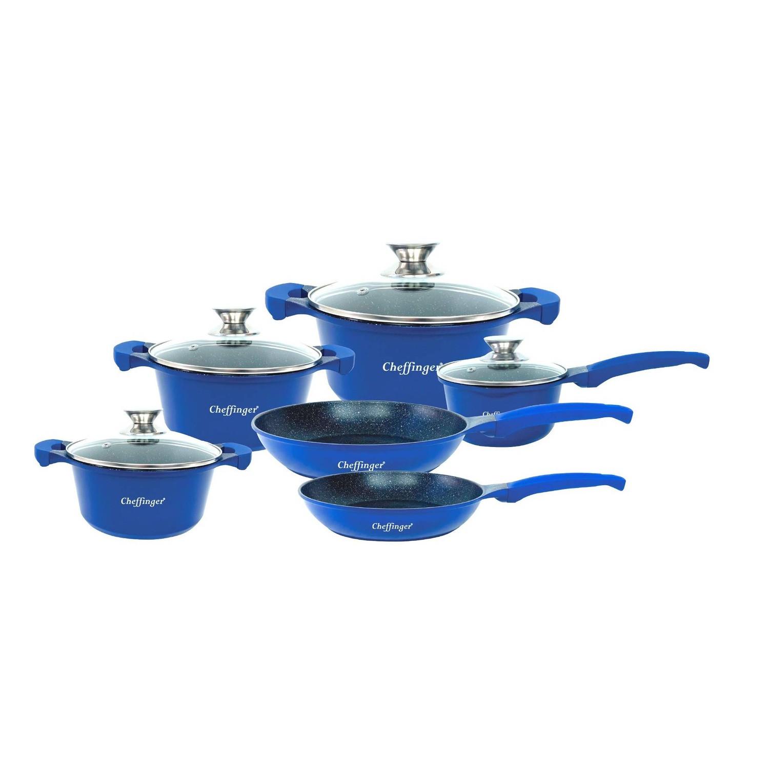 Cheffinger Casseroles, poêles et casseroles - bleu - 6 pcs  