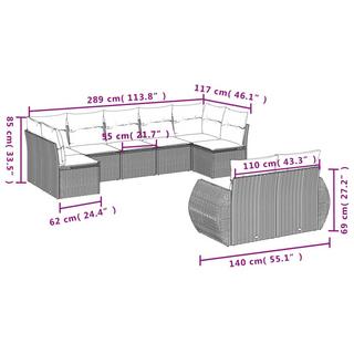 VidaXL Ensemble de canapés de jardin rotin synthétique  