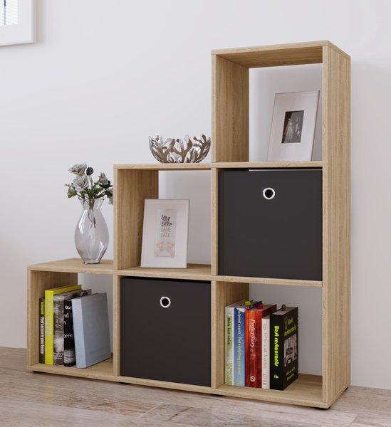 VCM Holzregal stehend | platzsparendes Regal | Maße: H. 105 x B. 108 x T. 29 cm | Elegantes Regal stehend | Aufbewahrungsregal | Bücherregal  |  