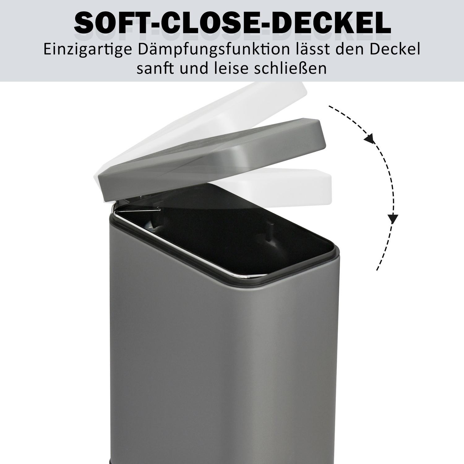 Northio Mülleimer 5L Treteimer Mit Deckel Und Fußpedal, Inneneimer, Metall, Grau, 29,2X14X32 Cm, Für Wohnzimmer, Büro  