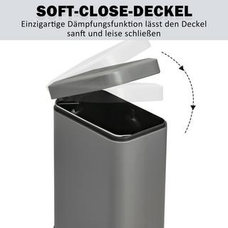 Northio Mülleimer 5L Treteimer Mit Deckel Und Fußpedal, Inneneimer, Metall, Grau, 29,2X14X32 Cm, Für Wohnzimmer, Büro  