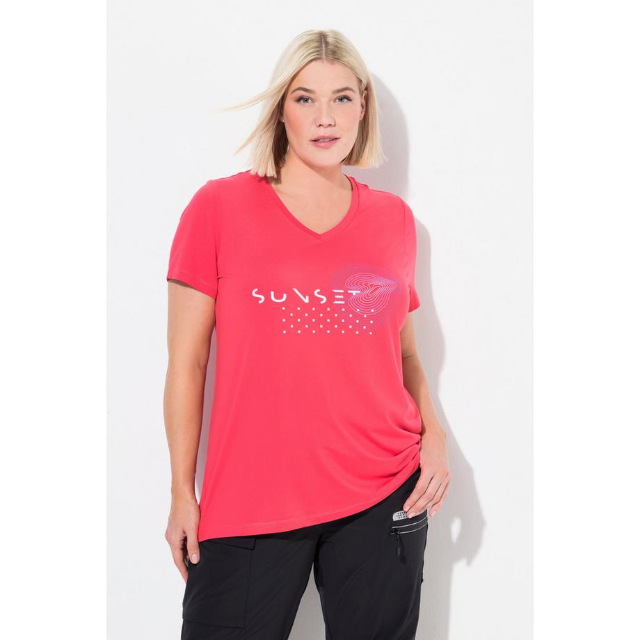 Ulla Popken T-shirt fonctionnel à séchage rapide col V manches courtes  