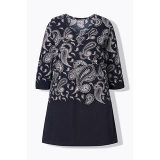 Ulla Popken Longshirt stampa motivo linea ad A scollo a V maniche 3/4  