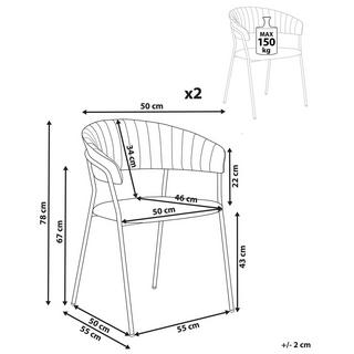 Beliani Set di 2 sedie en Velluto Moderno MARIPOSA  