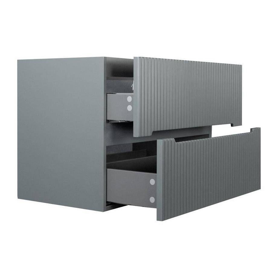 Vente-unique Mobile sotto lavabo sospeso 80 cm a righe Grigie - PAVANI  