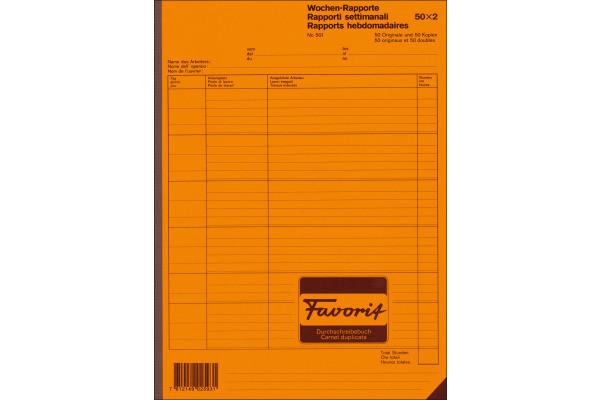 Favorit FAVORIT Wochen-Rapport D/F/I A4 501 weiss 50x2 Blatt  