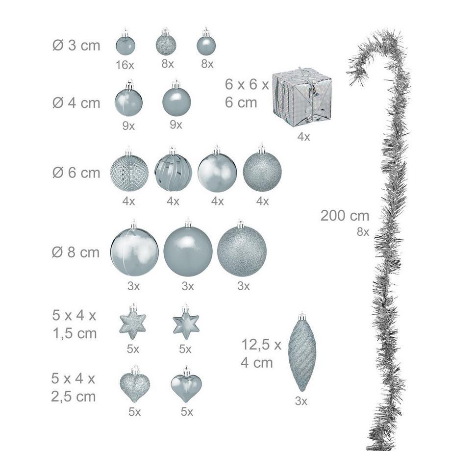 B2X Palline per albero di Natale in set da 110 pz  