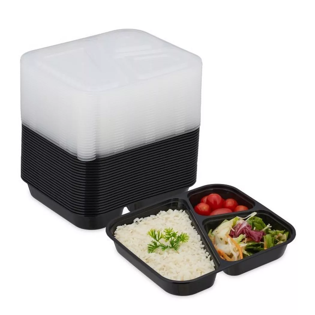 B2X - Essenszubereitungsboxen 24 Sets 3 Fächer, 23cm