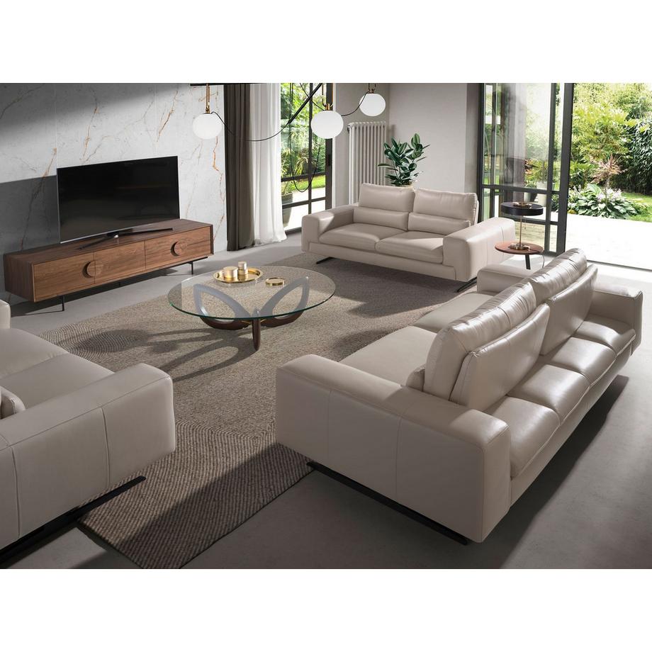 ANGEL CERDA Table d'angle ronde en noyer et acier noir  