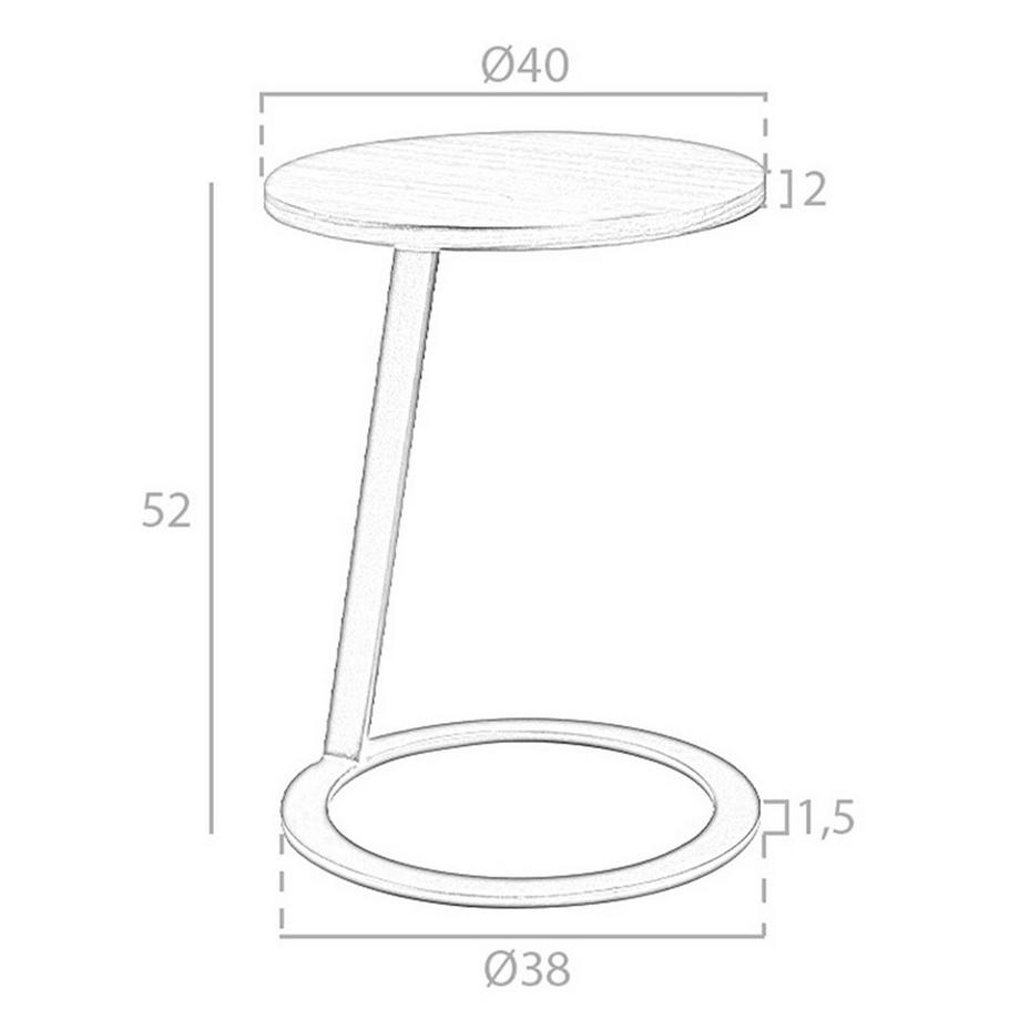 ANGEL CERDA Table d'angle ronde en noyer et acier noir  