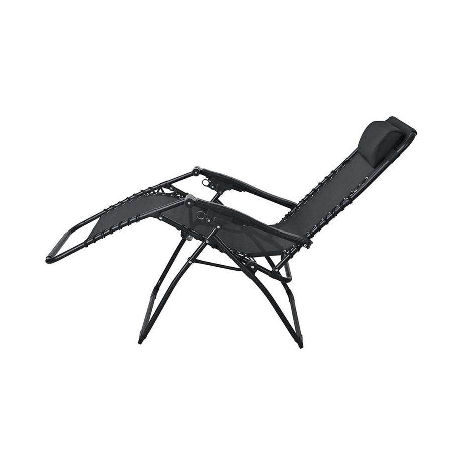 FS-STAR Chaise relax de jardin avec coussin de tête noir  