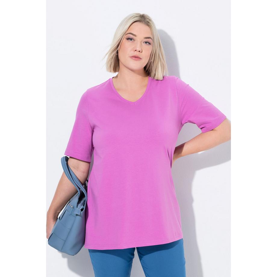 Ulla Popken T-shirt Coupe A Col V Manches Courtes  