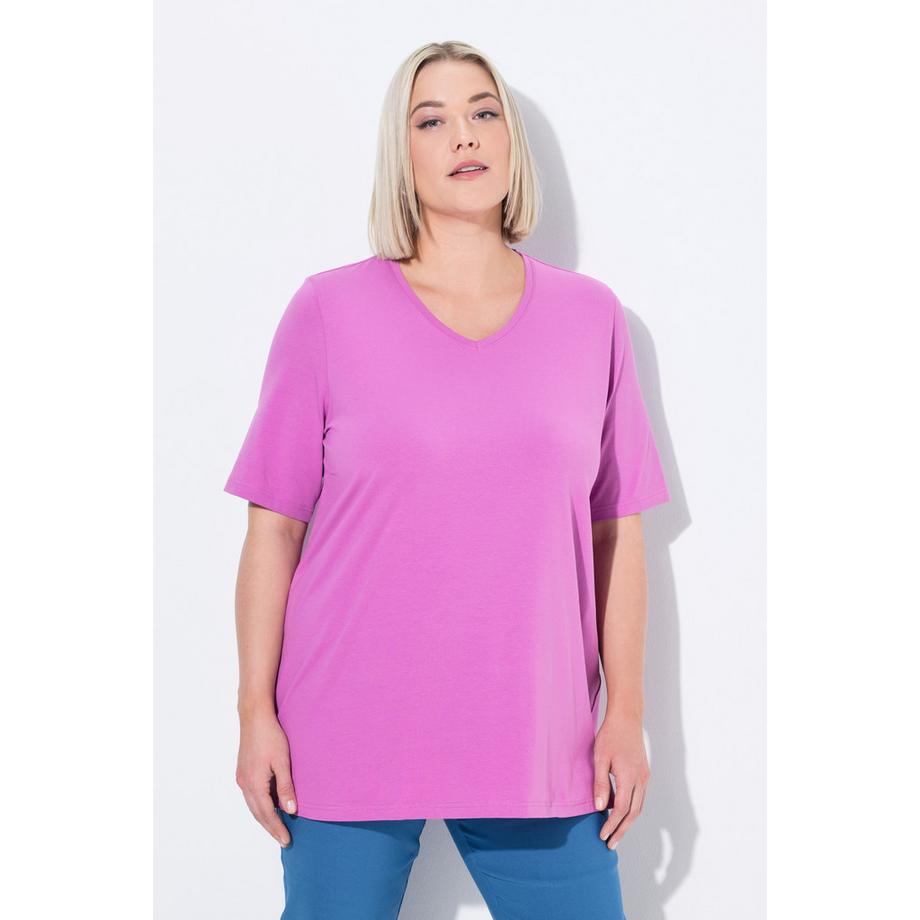 Ulla Popken T-shirt Coupe A Col V Manches Courtes  