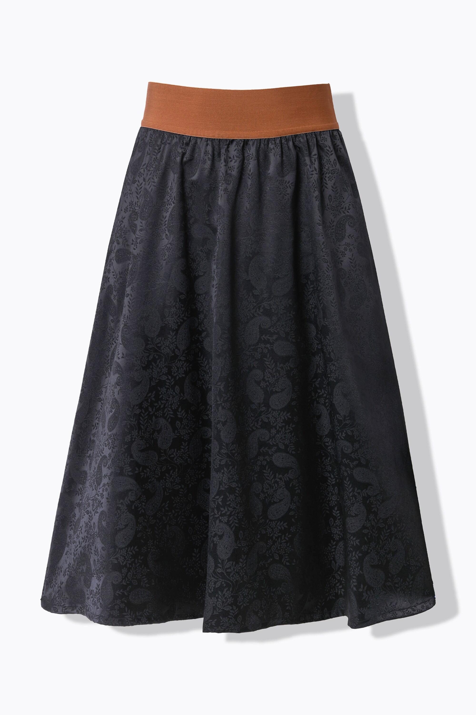 Ulla Popken Jacquard Maxirock mit Elastikbund  