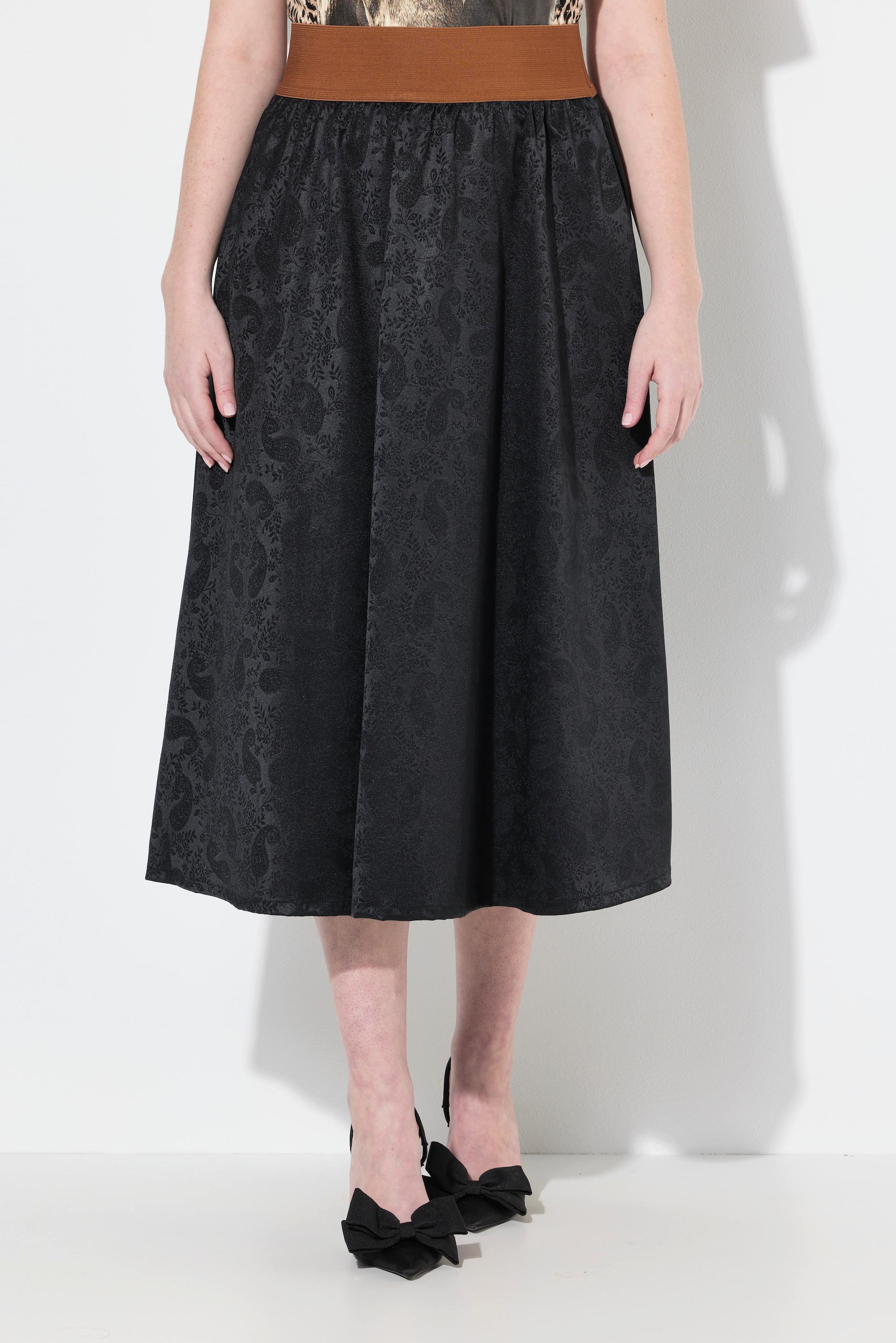 Ulla Popken Jacquard Maxirock mit Elastikbund  