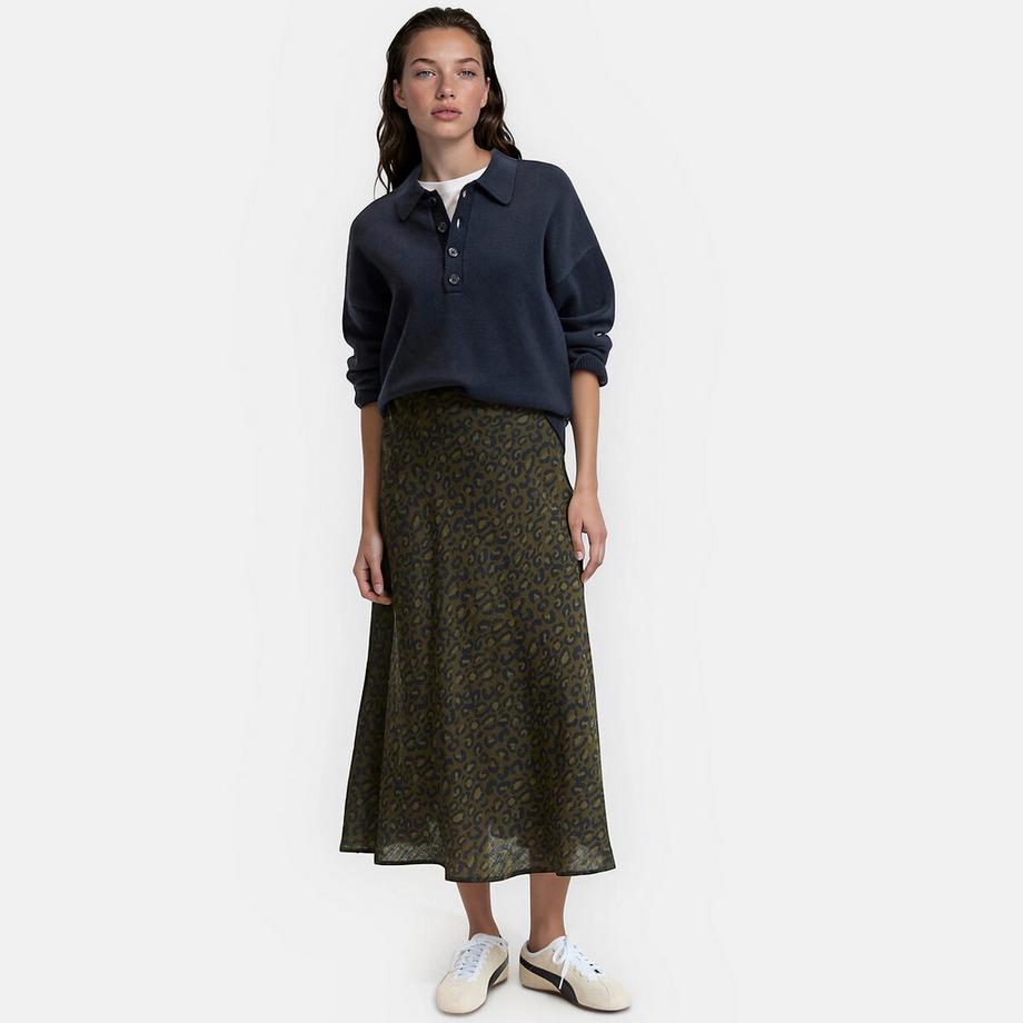 La Redoute Collections Jupe mi-longue A-ligne imprimé léopard  