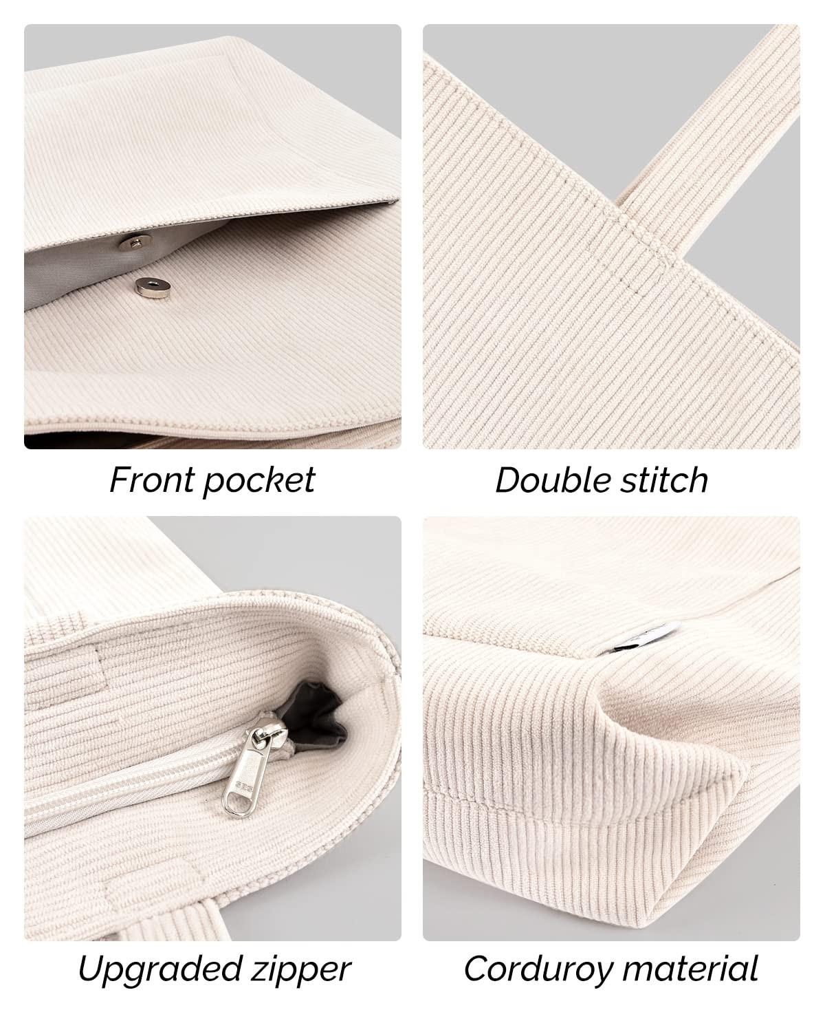 Only-bags.store Cord Tasche Umhängetasche mit Reißverschluss Groß Shopper Tasche Handtasche  