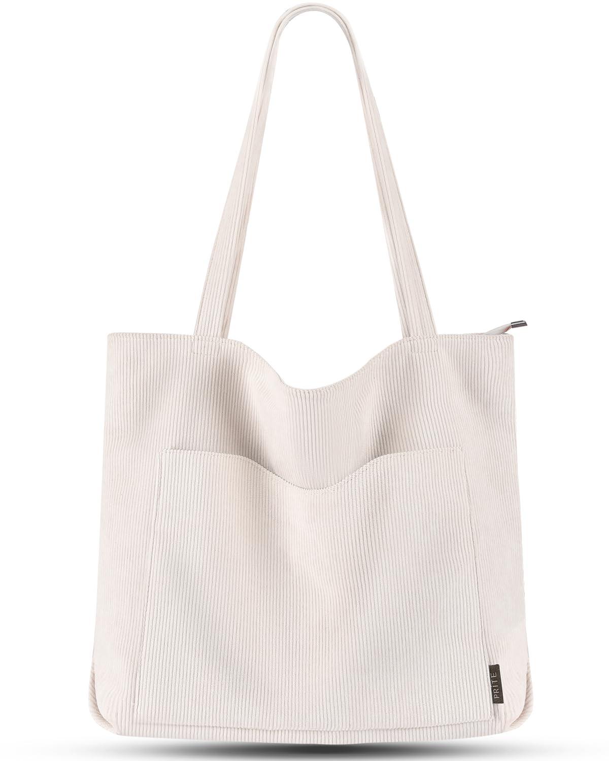 Only-bags.store  cord Tasche Umhängetasche mit Reißverschluss, Groß Shopper Tasche Tote Bag Handtasche 