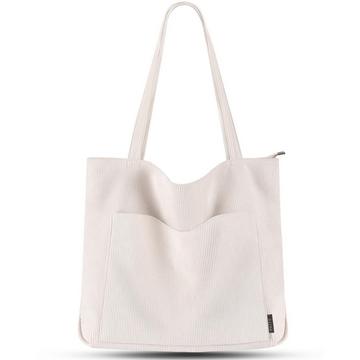 cord Tasche Umhängetasche mit Reißverschluss, Groß Shopper Tasche Tote Bag Handtasche
