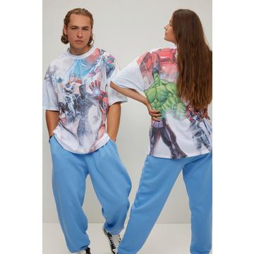 T-shirt unisex dal taglio oversize con stampa Marvel e scollo a girocollo