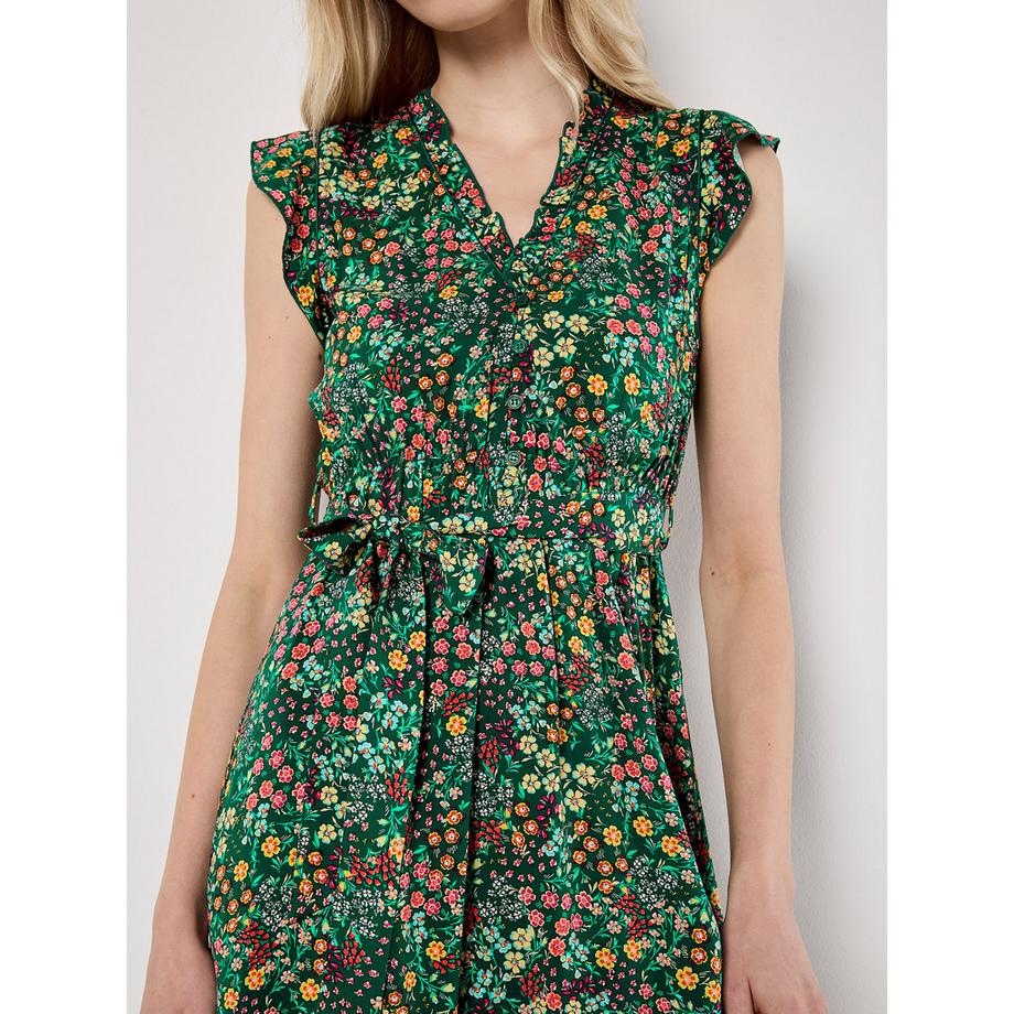 APRICOT Minikleid zierliche Blumenrüschen  