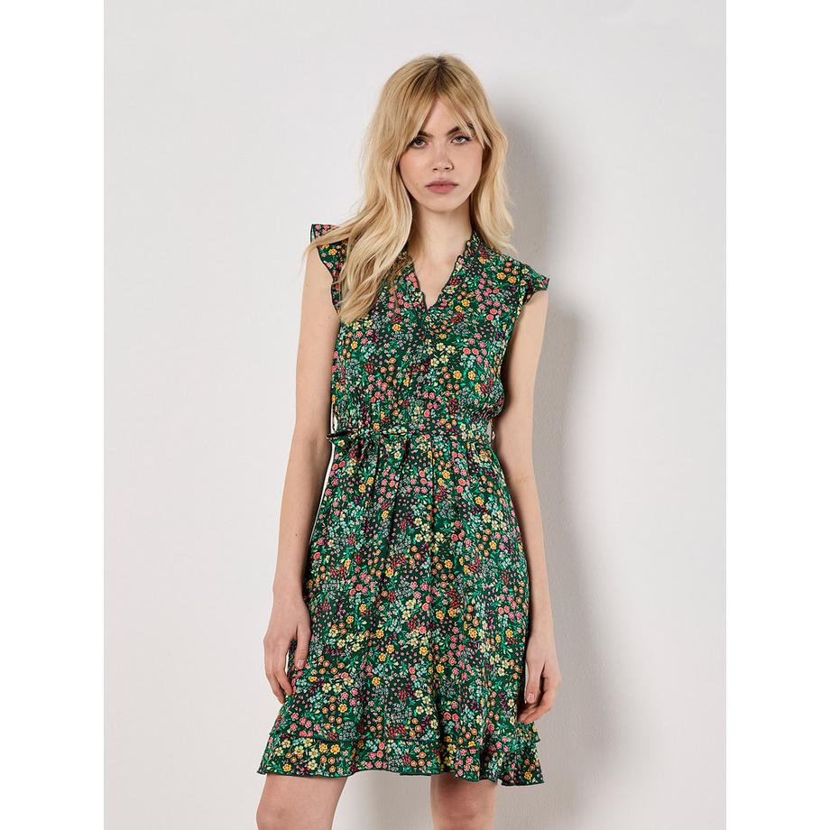 Minikleid mit zierlichen Blumenrüschen