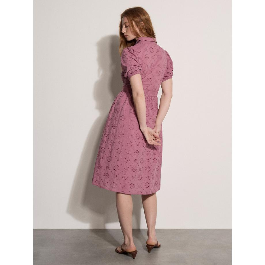 APRICOT Abito midi a camicia con ricamo sangallo  