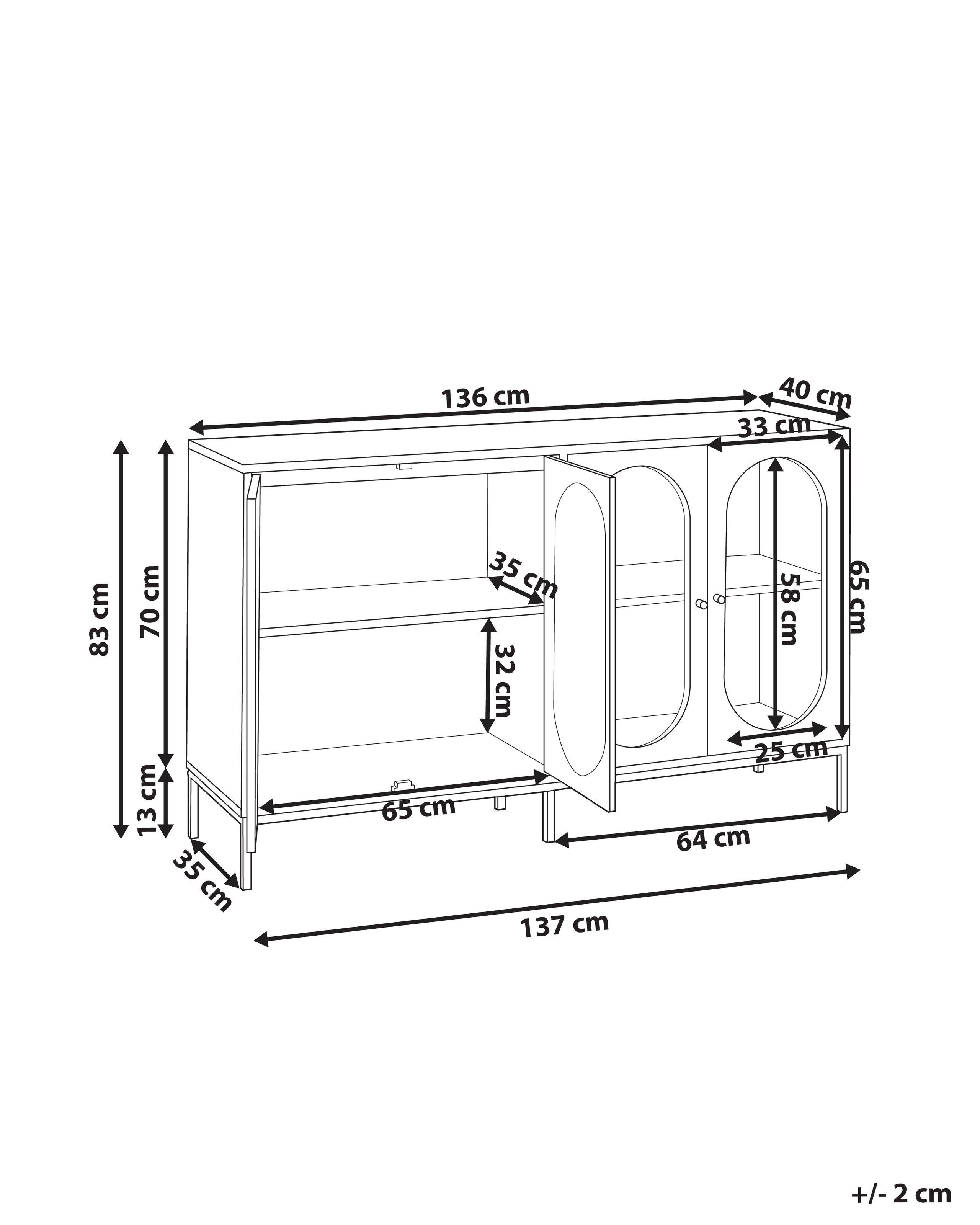 Beliani Buffet avec vitrine en verre en Panneau de particules de bois Industriel LANGFORD  