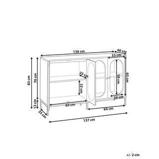 Beliani Buffet avec vitrine en verre en Panneau de particules de bois Industriel LANGFORD  