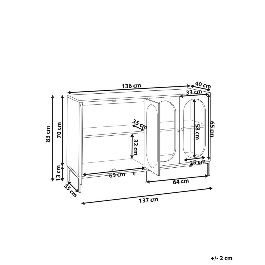 Beliani Sideboard mit Glastüren aus Faserplatte Industriell LANGFORD  