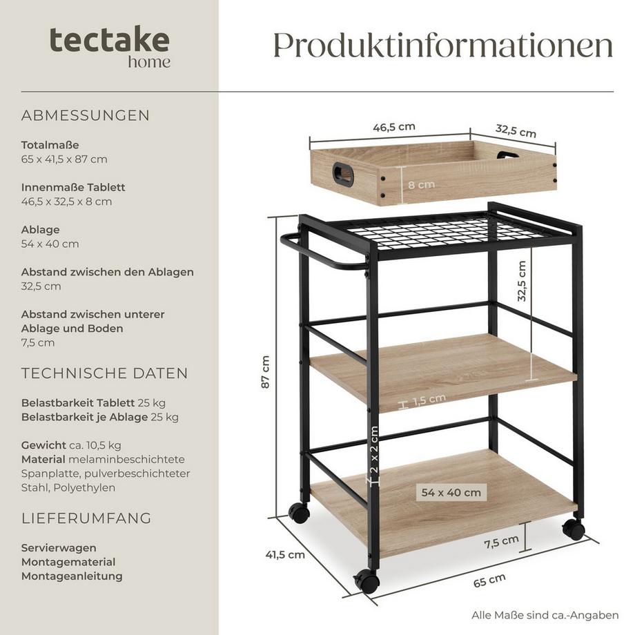 Tectake Chariot de service WORCESTER style industriel  